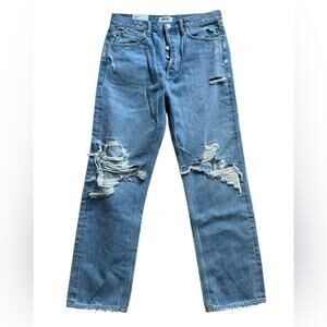 Agolde 90s mid rise loose fit jeans blue denim size womens 28 NWT distressed